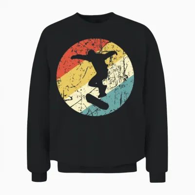 Skateboarding Vintage Retro Skateboarder Unisex Sweatshirt - Black