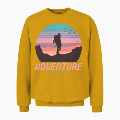 Adventure Has a Bearing Compass Hiking Unisex Sweatshirt - Gold