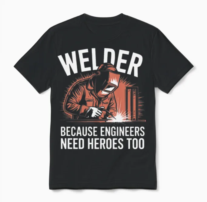 Welder Because Engineers Need Heroes Too Welding Unisex T-Shirt in Black