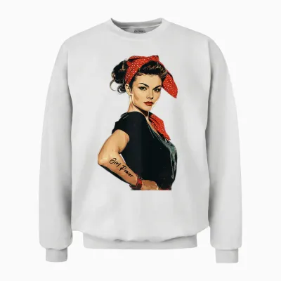 Rockabilly Girl Power T-Shirt, Black Unisex Sweatshirt - White