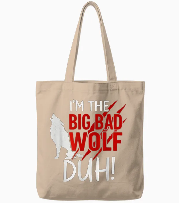 I'm the Bad Wolf Duh Costume for Diy Halloween Party Wolf Tote Bags in Natural
