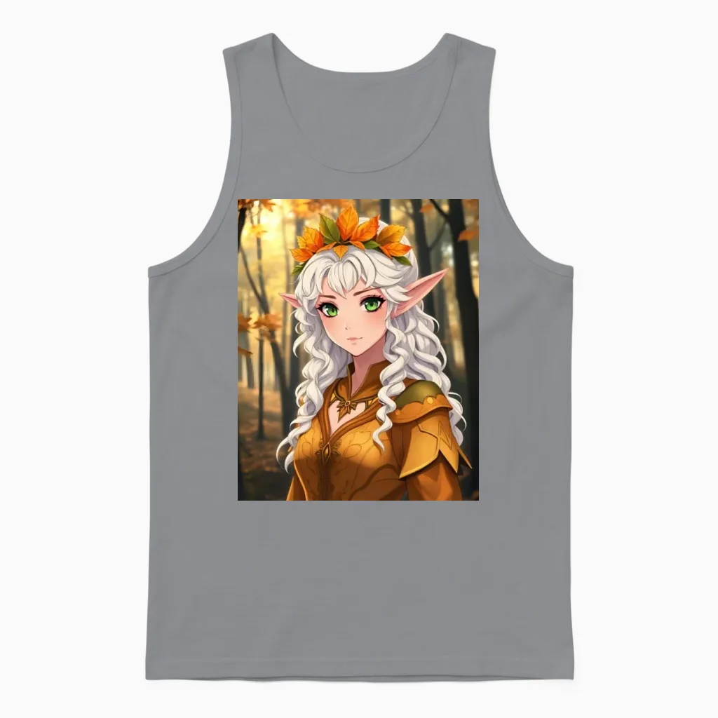 Elven Woman Portrait Unisex Tank Top in Sport Grey