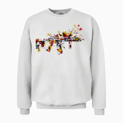 Sommer Ar15 Blumen Waffe Für Den Strand Gamer Zocker Vibes Unisex Sweatshirt - White