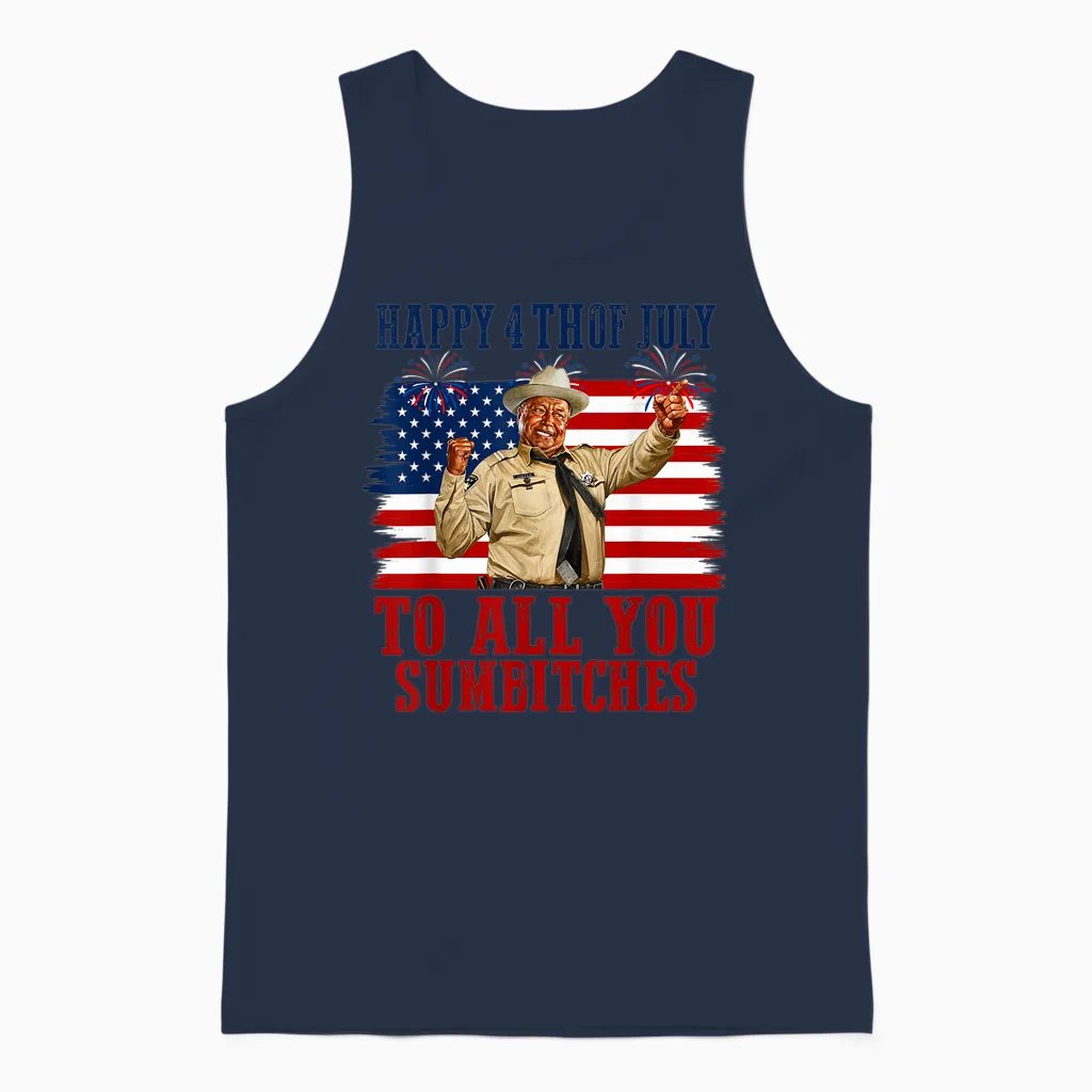 Happy 4th of July to All You Sumbitches Unisex Tank Top in Navy