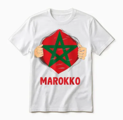 Marokko Flagge Marokkaner Marokkanische Flagge Unisex T-Shirt - White