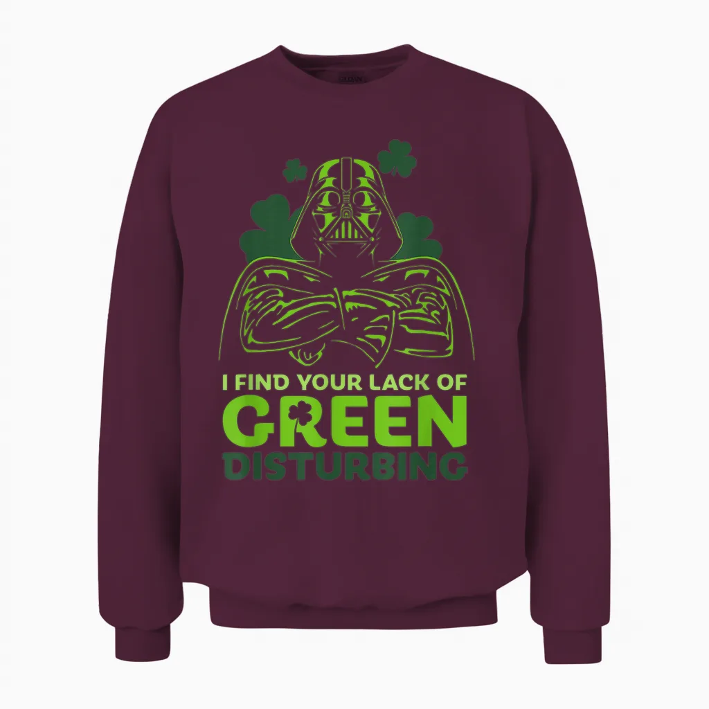 Star Wars a New Hope Holiday Darth Vader Green Clover Unisex Sweatshirt in Maroon