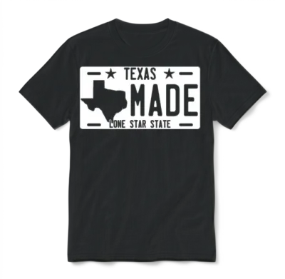 Texas Made License Plate Unisex T-Shirt - Black