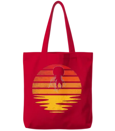Jellyfish Retro Tote Bags - Red