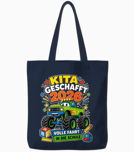 Kita Geschafft 2026 Volle Fahrt Jungen Tote Bags - Navy