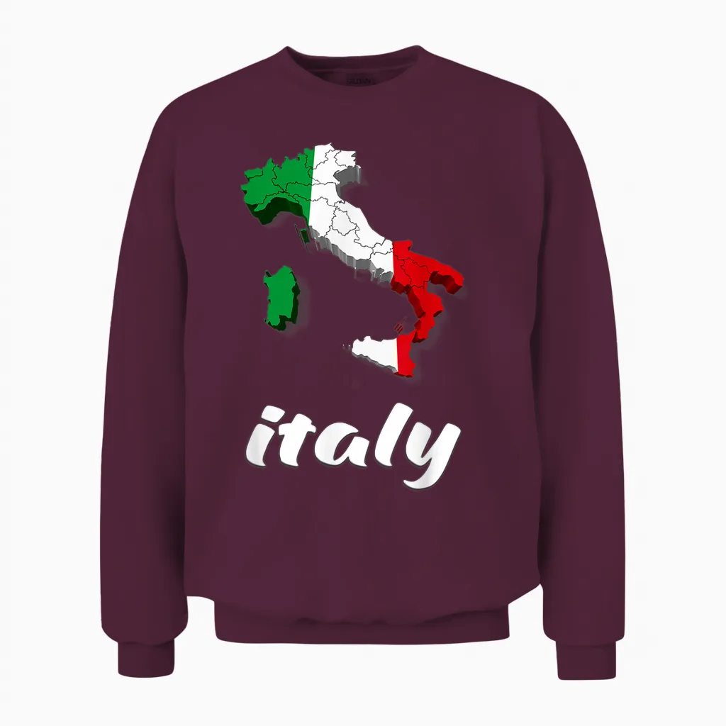 Italien Flagge Italien Liebhaber Italien Shirt Für Mädchen Italien Herren Unisex Sweatshirt in Maroon