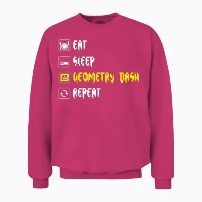 Eat Sleep Geometry Dash Repeat Retro Jumper Repeat Unisex Sweatshirt - Heliconia
