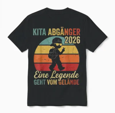 Kinder Kita Abgänger 2026 Schulkind Einschulung Schule Letzt Unisex T-Shirt - Black