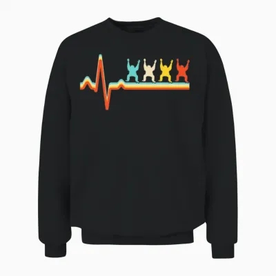 Orang Utan Retro Heartbeat Unisex Sweatshirt - Black