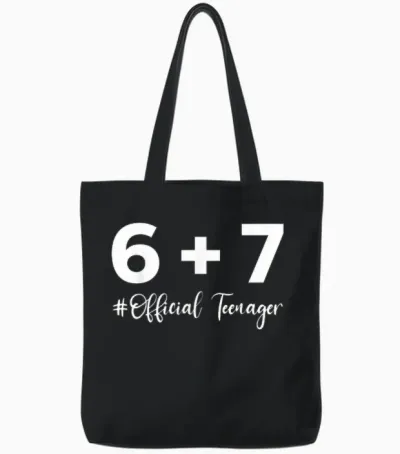 Funny 13th Birthday Official Teenager 6+7 Year Old Boys Tote Bags - Black