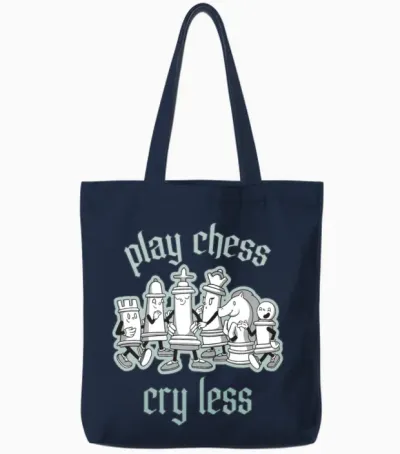 Chess Tournament Coach Chess Piece Queen Chess Day Tote Bags - Navy