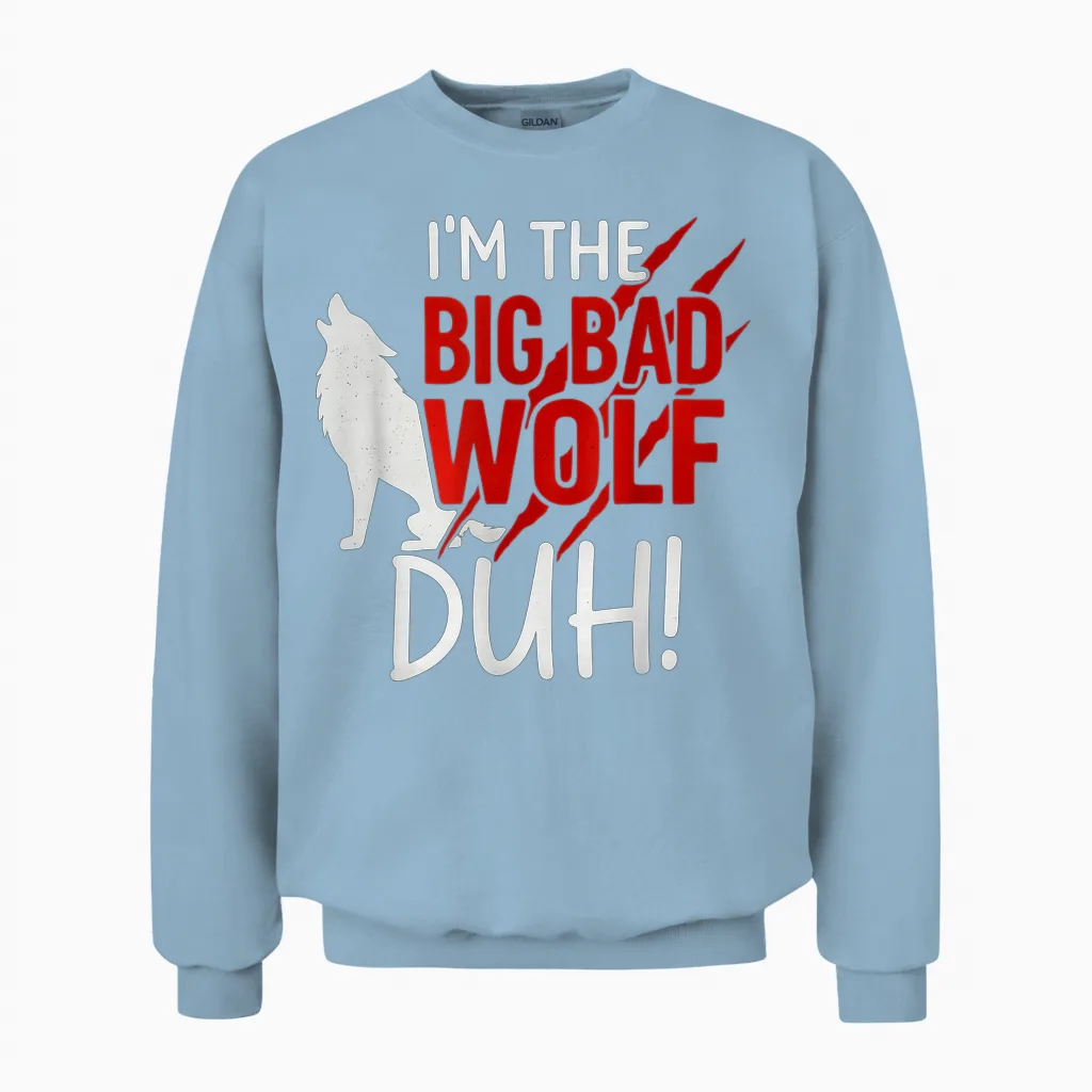 I'm the Bad Wolf Duh Costume for Diy Halloween Party Wolf Unisex Sweatshirt in Light Blue
