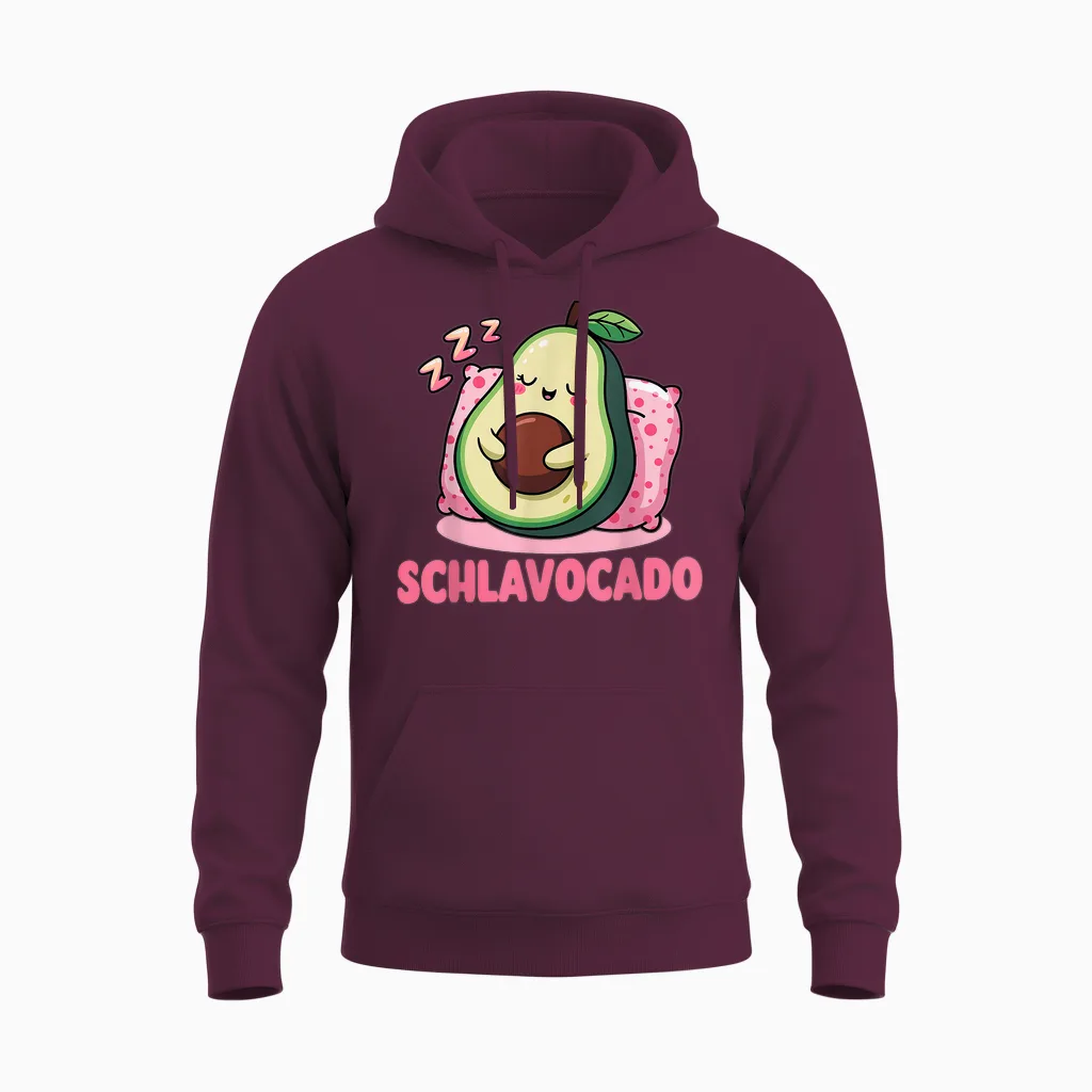 Avocado Funny Women's Men's Sleep Shirt Official Pyjama T-Shirt, Black, S Unisex Hoodie in Maroon
