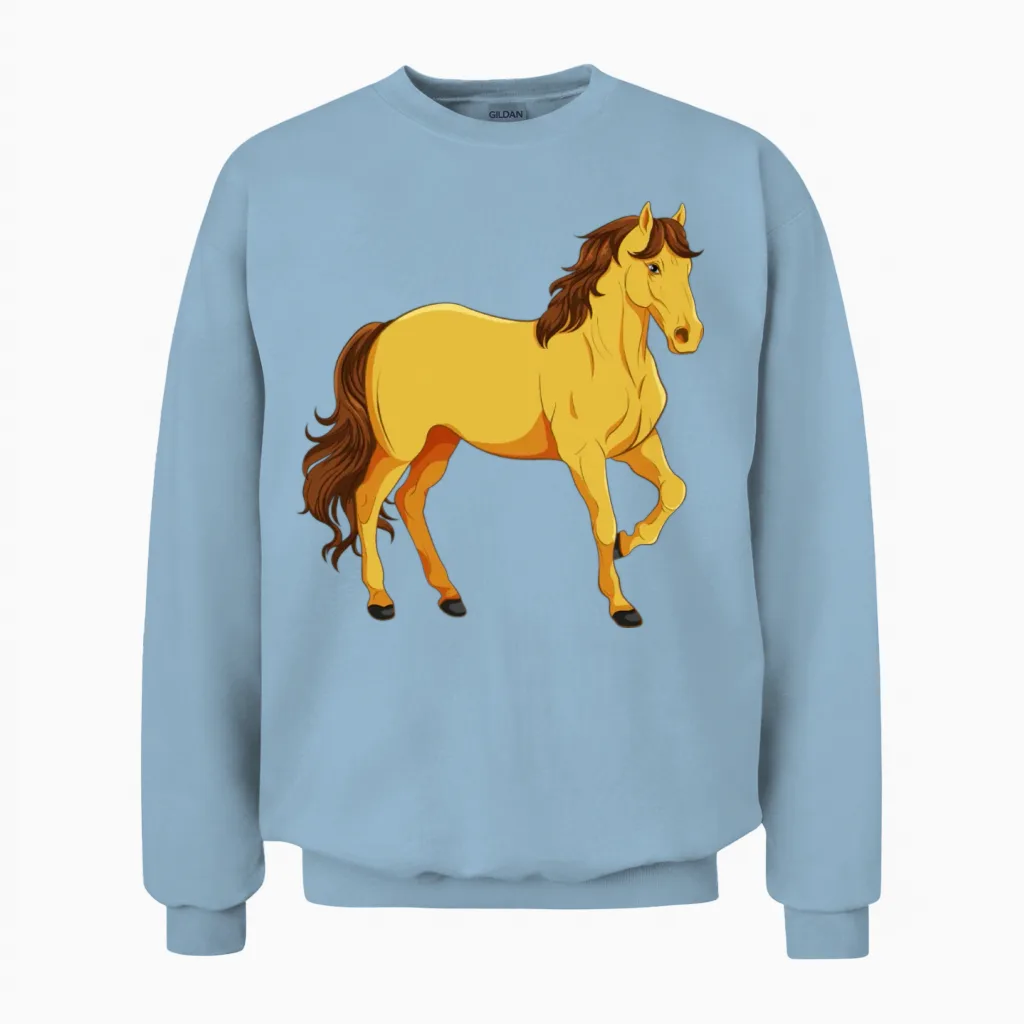 The Golden Horse. - Horse Lovers Unisex Sweatshirt in Light Blue