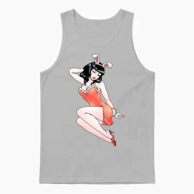 Pinup Girl Retro Easter Bunny Retro Tattoo Unisex Tank Top - Ash