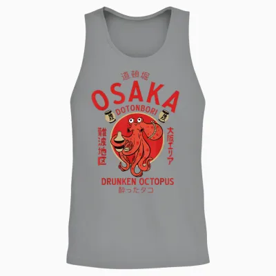 Osaka Japan Dotonbori Drunk Octopus T-Shirt, Black, S Unisex Tank Top - Sport Grey
