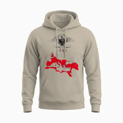 Spqr Banner with Detailed Map of the Roman Empire Unisex Hoodie - Sand