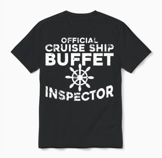 Buffet Inspector Funny Cruise Ship Unisex T-Shirt in Black