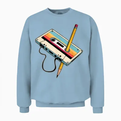 Vintage Retro Cassette X 80s 90s Party Fancy Dress Unisex Sweatshirt - Light Blue
