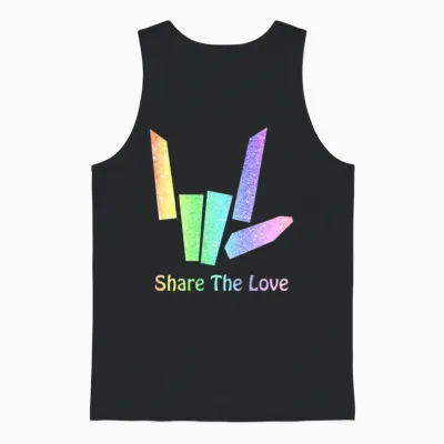 Rainbow Share the Love Unisex Tank Top - Black