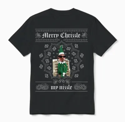 Christmas Elf Gangster Merry Chrizzle Og Bandana Design Unisex T-Shirt - Black