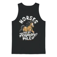 Horses Are My Happy Pill - Horse Unisex Tank Top - Black – 1