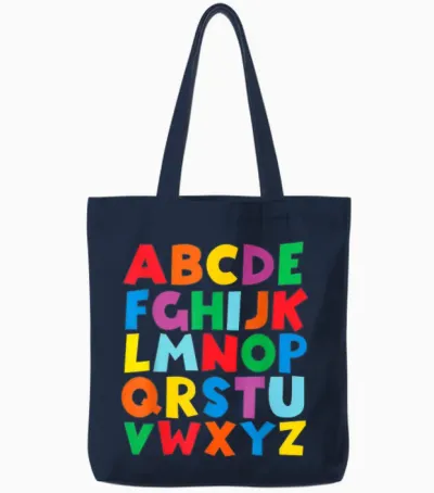 Bunte Großbuchstaben Lernen Abc Jungen Mädchen Kinder Tote Bags - Navy