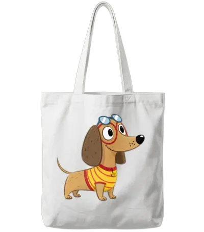 Cartoon Dog Tote Bags - White
