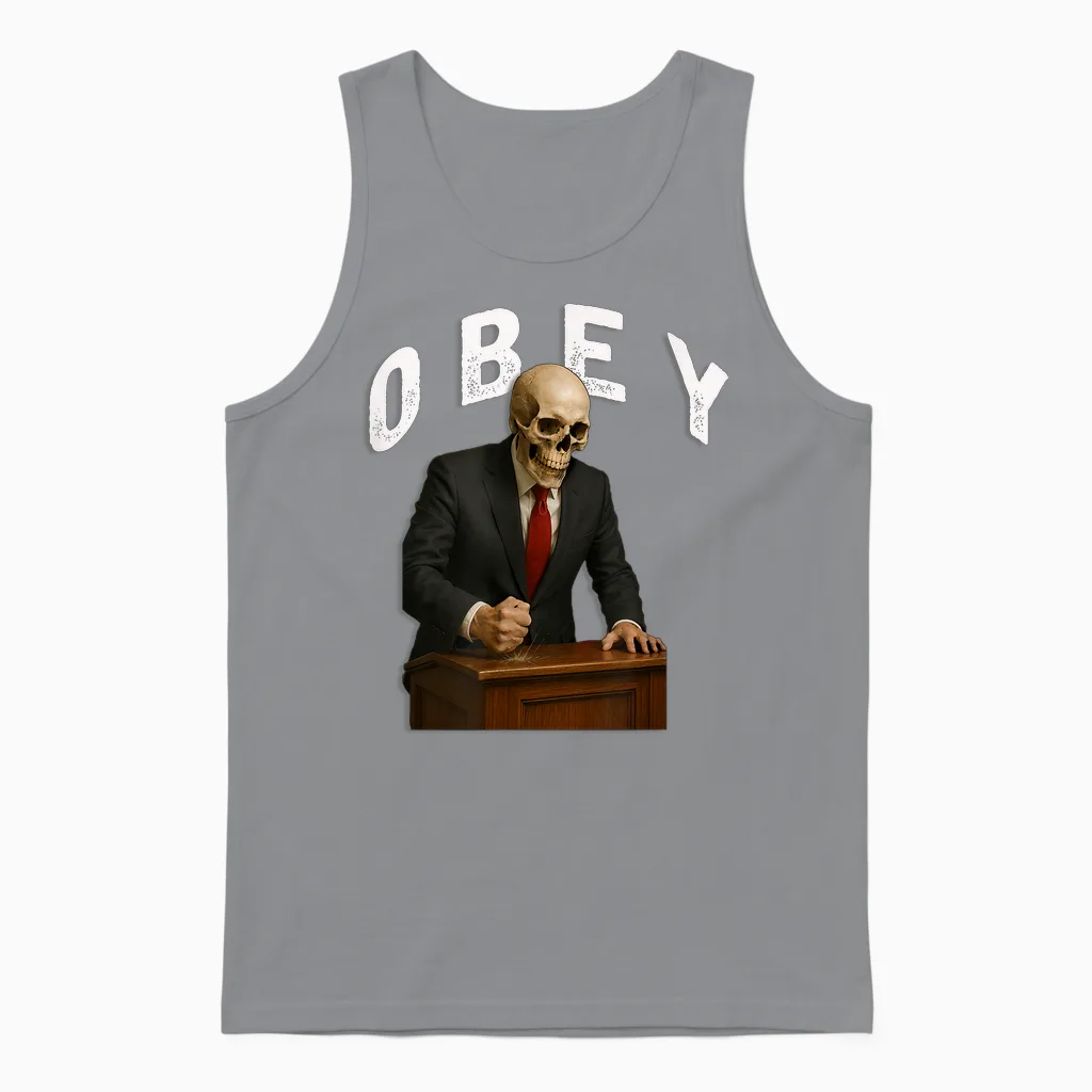 Obey Usa Fight Funny Freedom Power Unisex Tank Top in Sport Grey