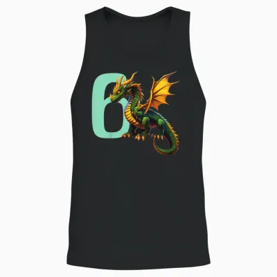 Kinder Geburtstag Drache 6 Jahre Junge Drachen Zahl Alter Unisex Tank Top - Black