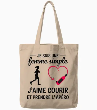 Women's Simple I Love Running and the Drink Humour Running Tote Bags - Natural