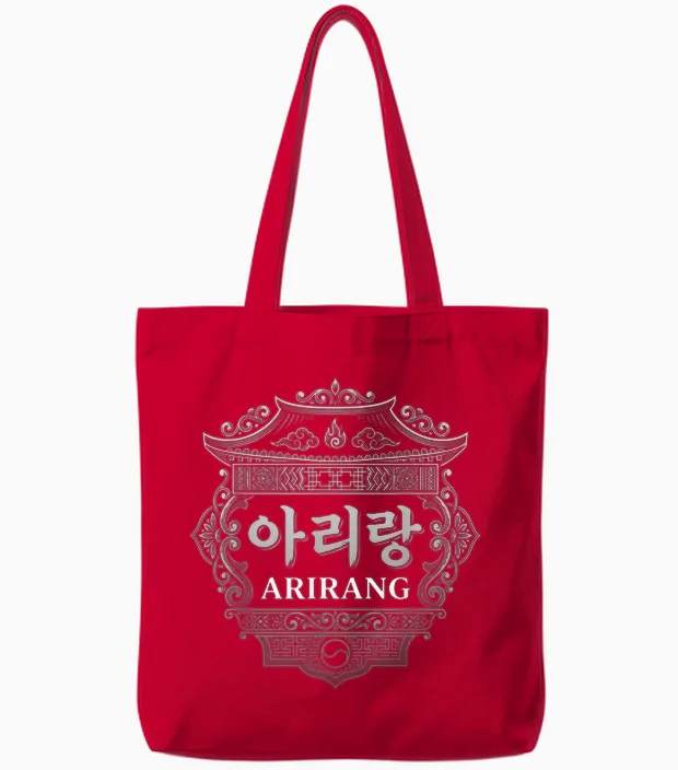 Arirang Hangul Words Koreanische Kultur Seoul Korea Souvenir Tote Bags in Red