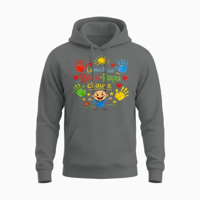 Gift Beautiful Bald Dad Funny Father's Day Christmas Unisex Hoodie - Graphite Heather