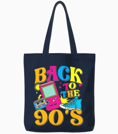 Retro 90's Back to the 90's Tote Bags - Navy