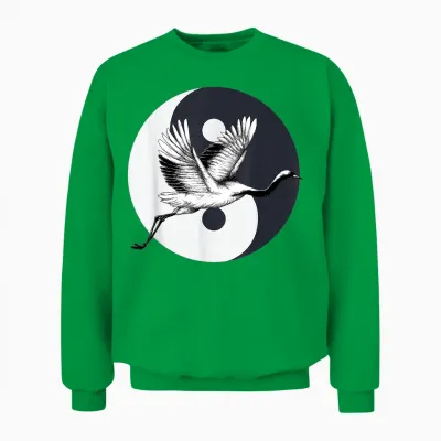 Tai Chi Crane Art Yin, Yang, Qi Gong, Chinesische Kraniche Kunstwerk Unisex Sweatshirt - Irish Green
