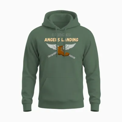 Angels Landing Hike Hiking Zion Utahnational Park Unisex Hoodie - Military Green