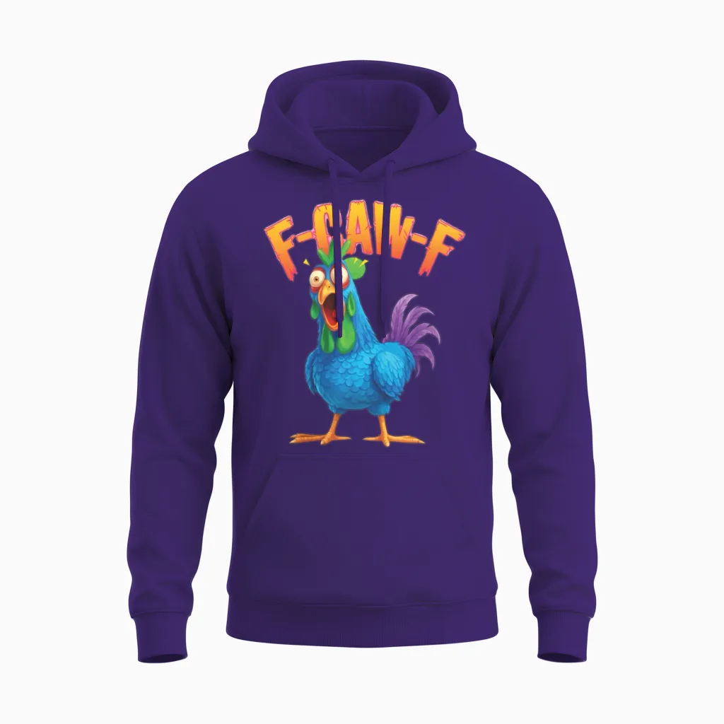 Funny F-Caw-F Chicken Bird Lovers Gift Unisex Hoodie in Purple