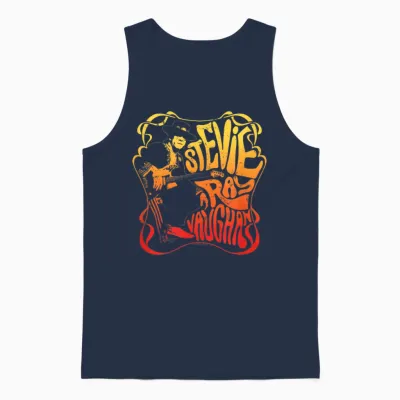 Stevie Ray Vaughan – Psychedelic Rock Musician Blues T-Shirt, Black, S Unisex Tank Top - Navy
