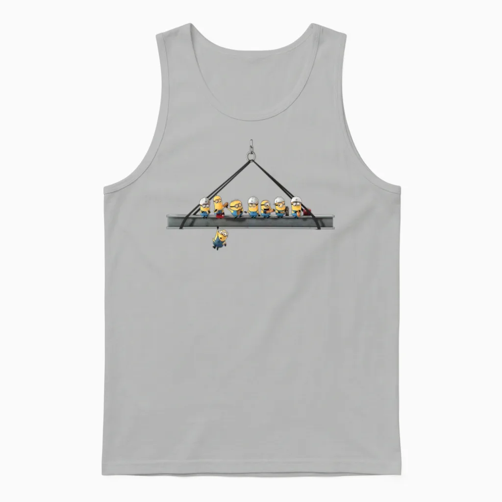 Minions Many Minions on a Crane Unisex Tank Top in Ash
