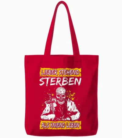 Lieber Stehend Sterben Als Kniend Leben Tattoo Deutschrock Tote Bags - Red