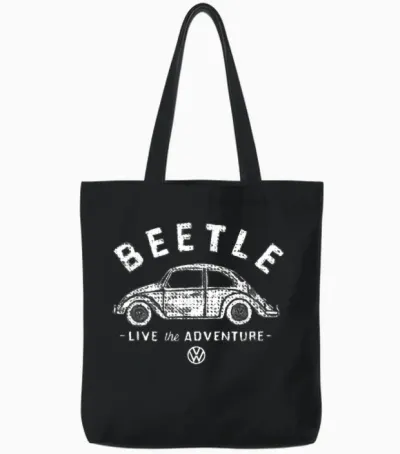 Volkswagen Beetle White Live the Adventure Tote Bags - Black