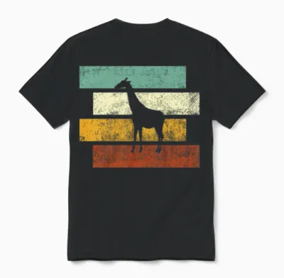 Giraffe Retro Unisex T-Shirt - Black