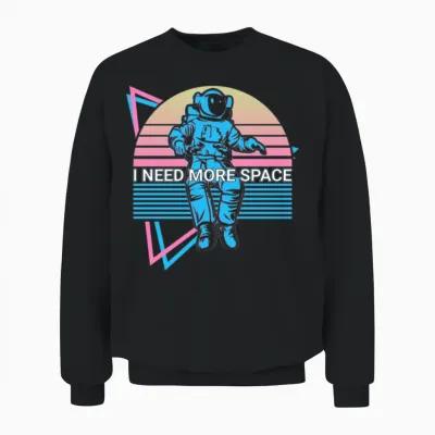 Funny Astronaut Retro Unisex Sweatshirt - Black