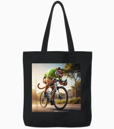 Tigre Vert Sur Vélo De Course - Sprinter Tote Bags - Black