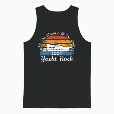 Distressed Retro Yacht Rock Unisex Tank Top - Black