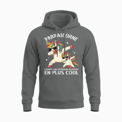 Parraicorne Funny Godfather Gift Unicorn Dab Unisex Hoodie - Graphite Heather